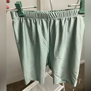 White Fox Shimmer Green Biker shorts